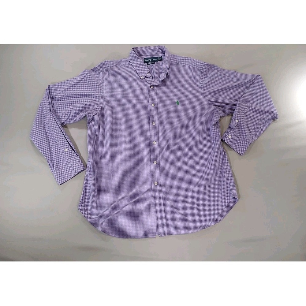 Polo Ralph Lauren Mens Gingham Button Down Shirt Classic Fit XL Purple Green